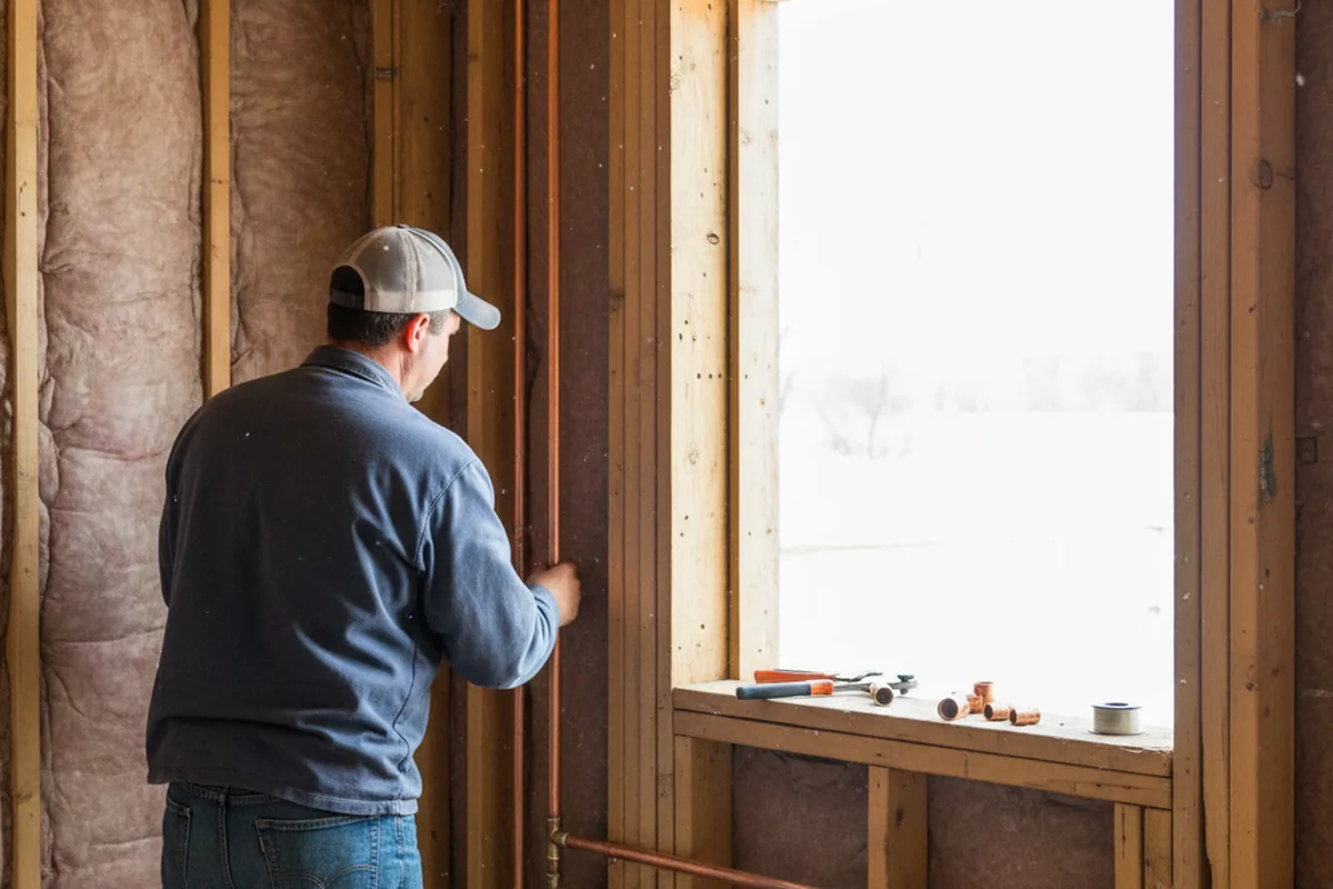 Licensed plumber running new copper supply lines in a Englewood Cliffs home